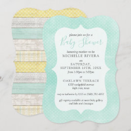 Baby Shower Mintgul Rustik Trä Könsneutral Inbjudningar