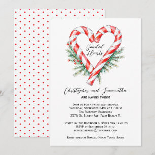Baby Shower Modern Candy cane-julen Twillingar Inbjudningar