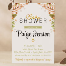 Baby Shower Modern Grönt och Brown Botanicals