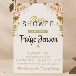 Baby Shower Modern Grönt och Brown Botanicals Inbjudningar