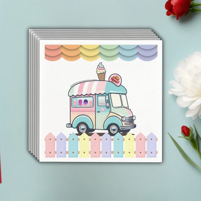 Baby Shower Modern Ice Cream Lastbil Sprinkles Pappersservett (Skapare uppladdad)