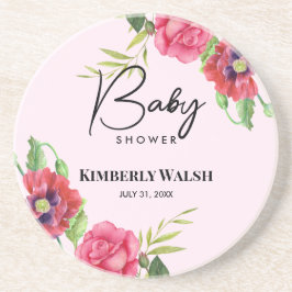 Baby Shower Modern Red Rosa Flowers på Ljus rosa Underlägg