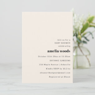 Baby Shower Modern Retro Elfenbensvit Typografi Inbjudningar