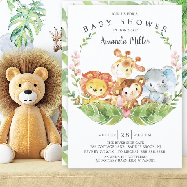 Baby Shower Modern Safari Jungle Animals Inbjudningar (Skapare uppladdad)