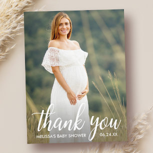 Baby Shower Modern Script Tack Foto Vykort