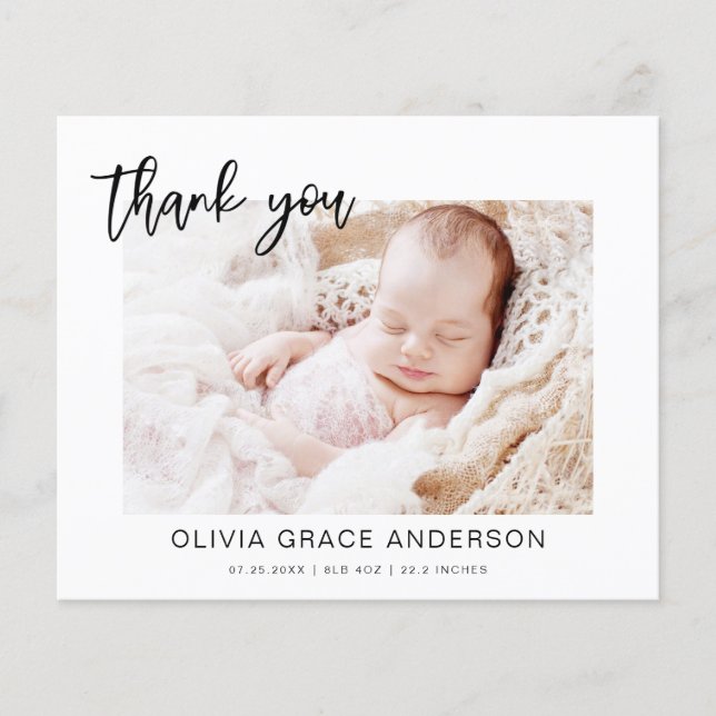 Baby Shower Moderna Minimalistiska Tacksamhetskort Flygblad (Framsidan)