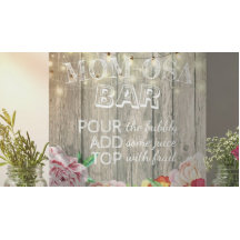 Baby Shower MOM-OSA BAR Skylt Blommor Träljus