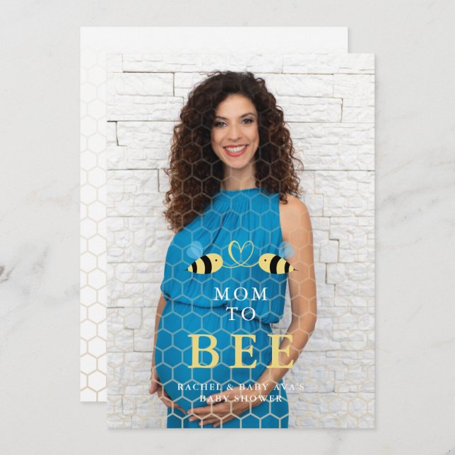 Baby Shower Mom to Bee Quote Bees Couple Photo Inbjudningar (Fram/baksida)