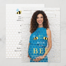 Baby Shower Mom to Bee Quote Bees Couple Photo Inbjudningar