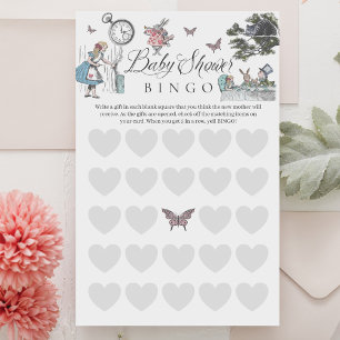 Baby Shower Mor to be Alice i Wonderland Bingo