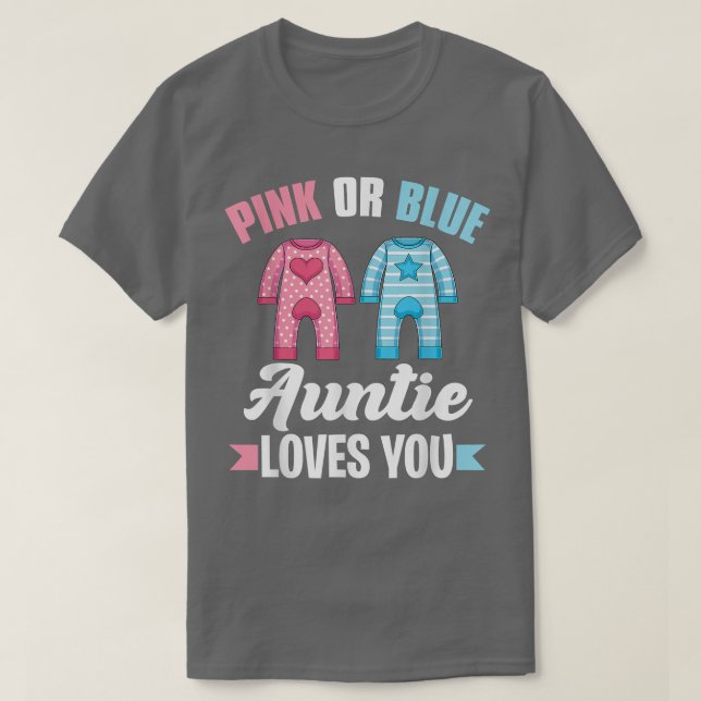 Baby Shower Moster Rosa eller Blue Auntie Kärlek d T Shirt (Design framsida)