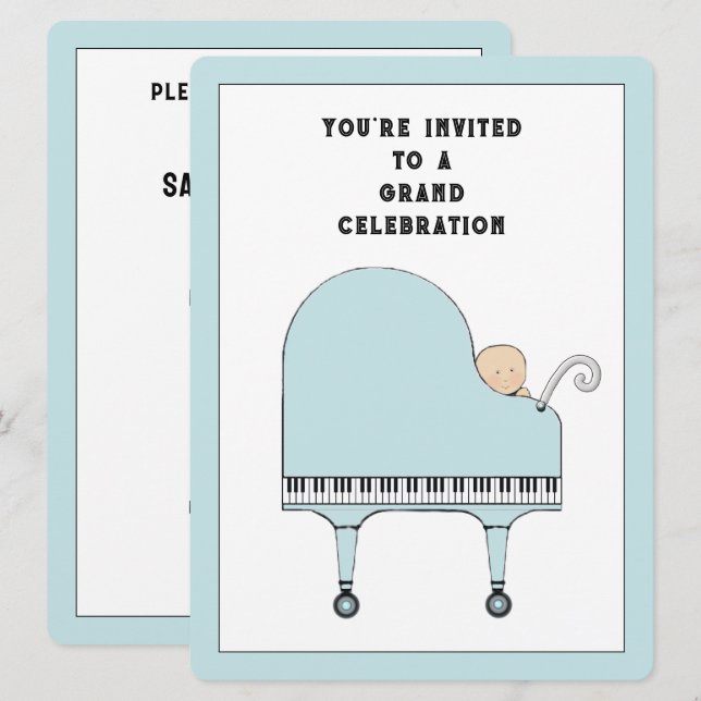 Baby Shower Musik Tema Inbjudningar (Fram/baksida)