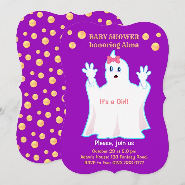 Baby Shower Mysig Spökinbjudan Inbjudningar (Fram/baksida)