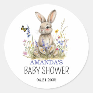Baby Shower Några kanin vilda blommor dekal Runt Klistermärke