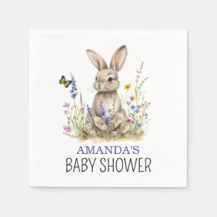 Baby Shower Några kanin vilda blommor Pappersservett