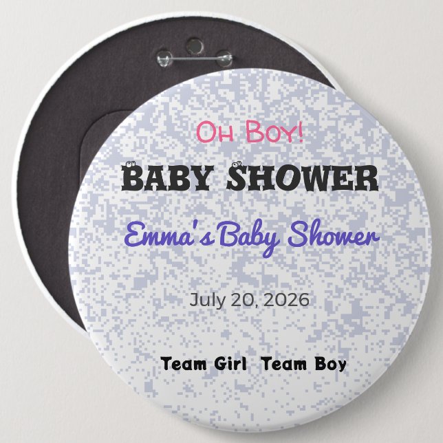 Baby Shower Nål | Lag Tjej | Lag Pojke | Favor (Framsida & baksida)