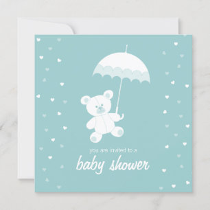 Baby Shower Nalle Blue/Valfri Färg-inbjudan Inbjudningar