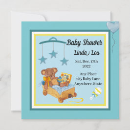 Baby Shower-Nalle Boy Blue Inbjudningar