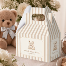 Baby Shower Nallebjörn och Bruna Ränder Tack