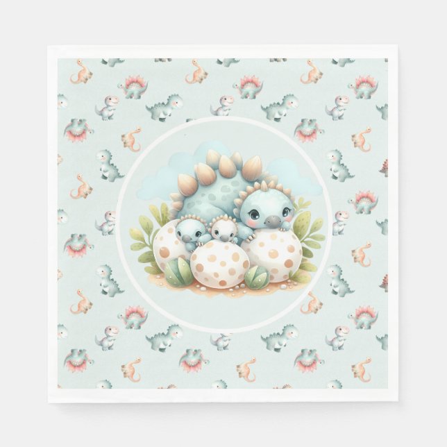 Baby Shower Napkin Dinosaur Dino Mite Table Pappersservett (Framsidan)