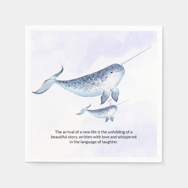 Baby Shower Napkins (babblöjor) för val av havets  Pappersservett (Framsidan)