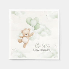 Baby Shower Napkins Bearly Wait Sage Green Balloon Pappersservett