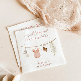 Baby Shower Napkins, Boho Rosa Girl Baby Shower Pappersservett