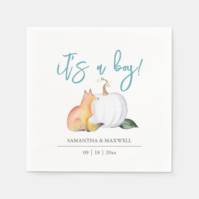 Baby Shower Napkins Fall Woodland Pumpkin Pappersservett (Framsidan)