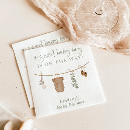 Baby Shower Napkins, Sage Grönt Boy Shower Pappersservett
