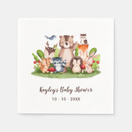 Baby Shower Napkins Woodland Animals Forest Boho Pappersservett