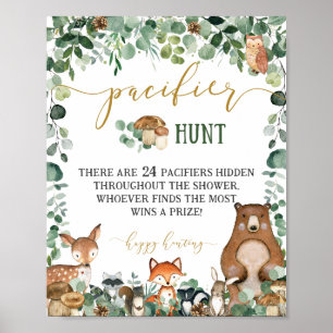 Baby Shower Nappar Hunt Game för träddjur Poster