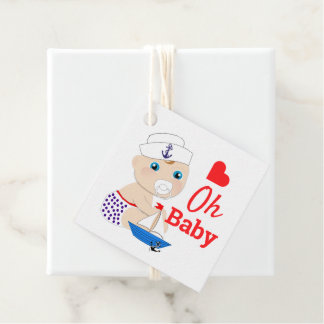 Baby Shower Nautical Boys Cute Sailor Blue Gåvor Etiketter