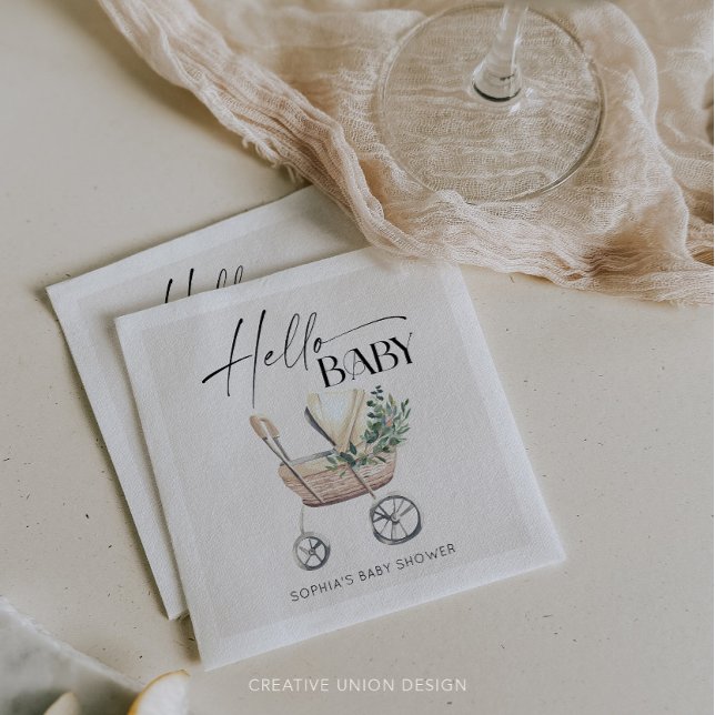 Baby Shower Neutral Boho Baby Barnvagn Pappersservett (Skapare uppladdad)