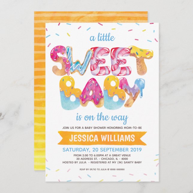 Baby Shower Neutral Candyland Sprinkles Tack Kort (Fram/baksida)