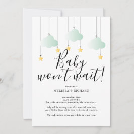 Baby Shower, Neutral Kansleringskort för Baby Spri Inbjudningar