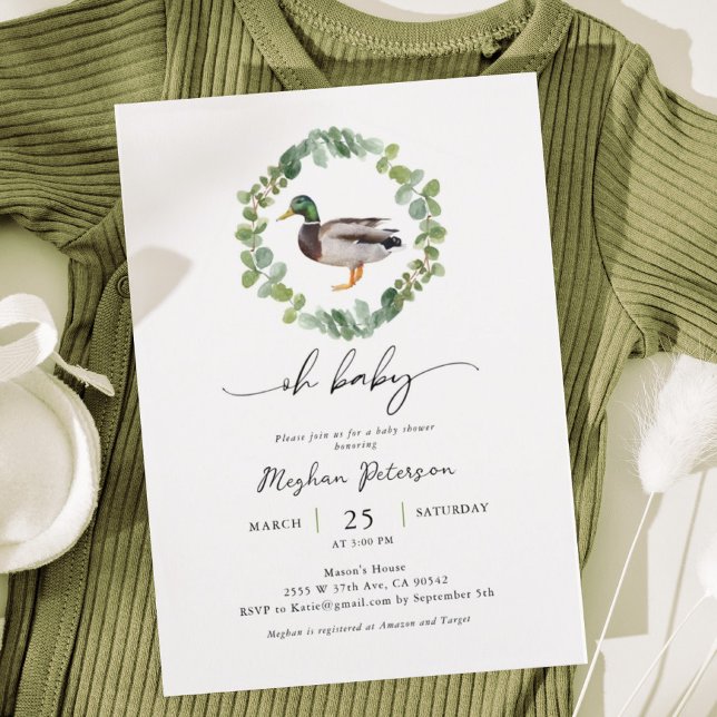 Baby Shower Neutral Mallard Anka Inbjudningar (Skapare uppladdad)