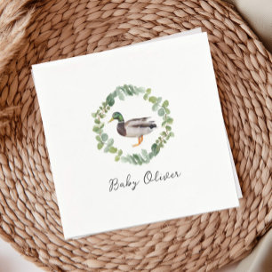 Baby Shower Neutral Mallard Anka Pappersservett