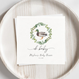Baby Shower Neutral Mallard Anka Pappersservett