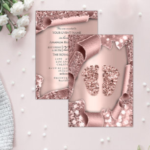 Baby Shower New Girl Boy Feet Glam Ro 3D Inbjudningar
