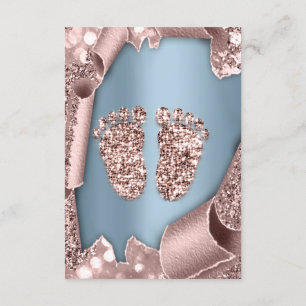 Baby Shower New Girl Boy Feet Glam Ro Blue 3D Inbjudningar