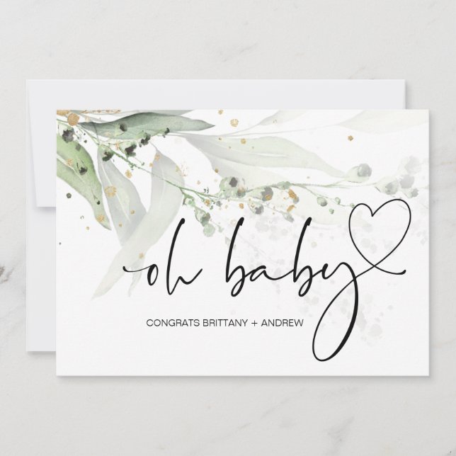Baby Shower New mamma Grattiss Eucalyptus Kort (Framsida)