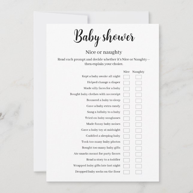 Baby Shower Nice or Naughty Game, Funny Game, Inbjudningar (Framsida)