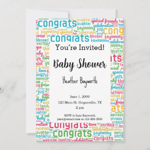 Baby Shower Nyfödd bebis Gratulerar Inbjudningar