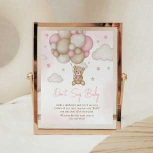 Baby Shower of Girl Bear Balloon Baby Shower Säg i Poster