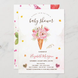 Baby Shower of Ice Cream Flowers Inbjudningar