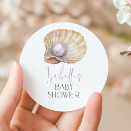 Baby Shower of Little Pearl Ocean Oyster Beach Runt Klistermärke