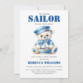 Baby Shower of Little Sailor Nautical Blue Bear Bo Inbjudningar