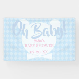 Baby Shower Oh Baby Ljusblå Väggdekor Banner