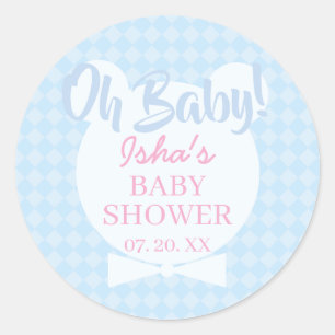 Baby Shower Oh baby Rund dekal Runt Klistermärke