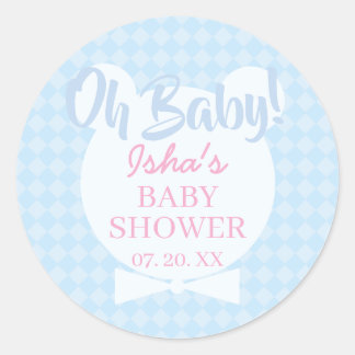 Baby Shower Oh baby Rund dekal Runt Klistermärke